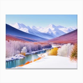 Mountain Majesty in Winter's Grip Canvas Print