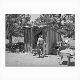 Faro Caudill Taking Household Articles Into Shed For Storage While He Moves His Dugout, Pie Town, New Mexico By Canvas Print