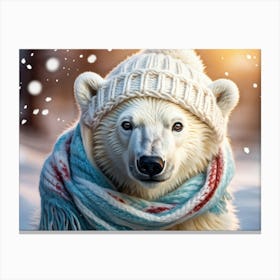 Polar Bear In Winter Canvas Print