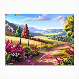 Floral Countryside Trail Canvas Print