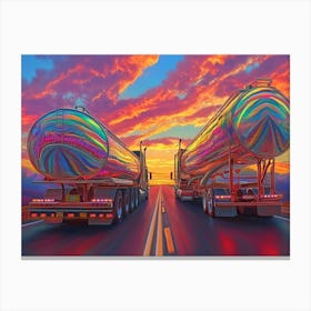 Sunset On The Highway Canvas Print