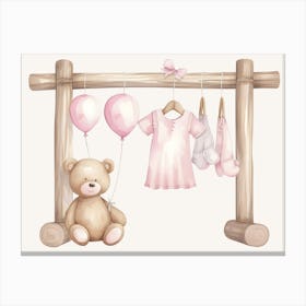 Baby Clothes And Teddy Bear Kids and Nursery Canvas Print