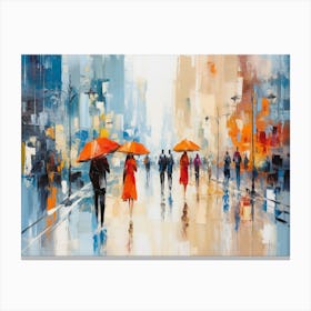 People Walking In The Rain Canvas Print