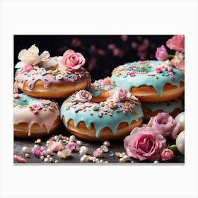 Donuts With Flowers Canvas Print