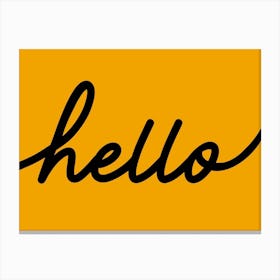 Hello Typography on Mustard Yellow Canvas Print