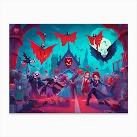 Sdxl 09 A Vibrant And Energetic Scene Of Ghouls And Vampires A 0 Canvas Print