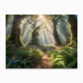 Forest Path Paintings Art Print 1 Canvas Print