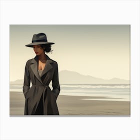Illustration of an African American woman at the beach 73 Canvas Print