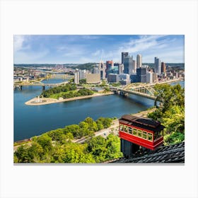 Impressive Pittsburgh Skyline With Duquesne Incline Canvas Print