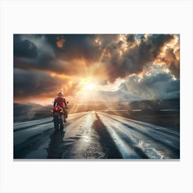 Rider On Red Bike (25) Canvas Print