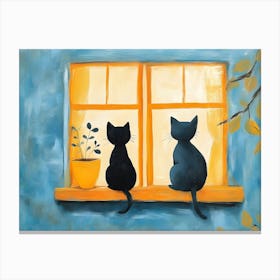 Cats In Window 2 Canvas Print