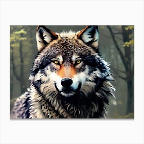 Wolf In The Woods 29 Canvas Print