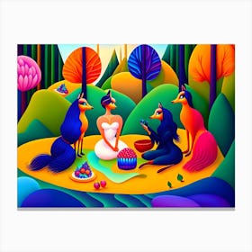 Foxy Ladies Having a Picnic Canvas Print