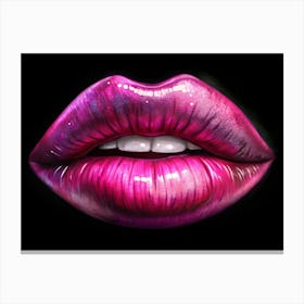 Close Up Of Sensual Pink Lips With A Galaxy Like Pattern Canvas Print