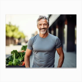 Healthy Man Standing In The City Canvas Print