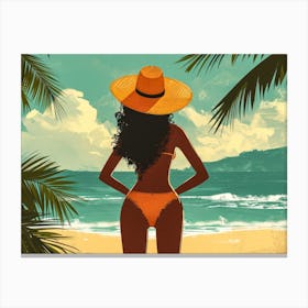 Illustration of an African American woman at the beach 26 Canvas Print