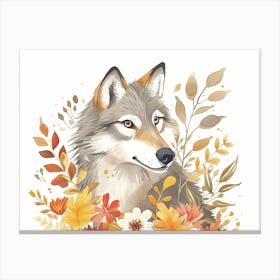 Little Floral Timber Wolf Canvas Print