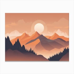 Misty mountains horizontal background in orange tone 113 Canvas Print