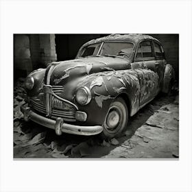 Old Car In Ruins Canvas Print