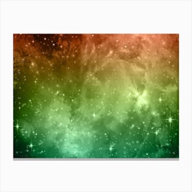 Green, Yellow, Orange Galaxy Space Background Canvas Print