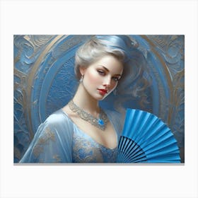 Lady With A Blue Fan Canvas Print