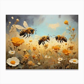 Bees In Bloom Canvas Print