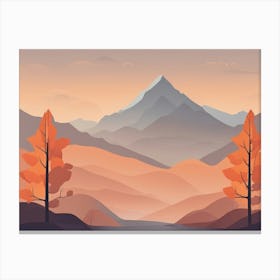 Misty mountains horizontal background in orange tone 42 Canvas Print