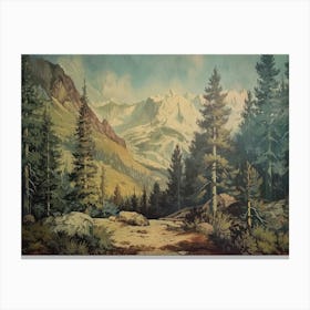 Vintage Wooded Pines 5 Canvas Print