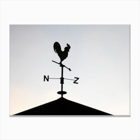 Black Weathervane In The Form Of A Rooster Canvas Print