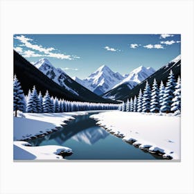 A Winter's Tale: Mountains and Creek 1 Canvas Print