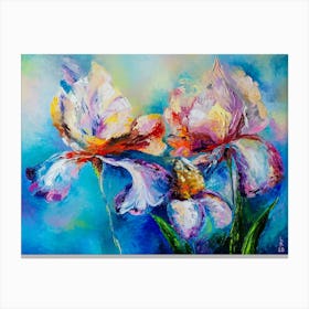 Iris Family Flowers Art Painting Canvas Print