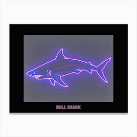 Neon Pink Purple Bull Shark Poster 5 Canvas Print