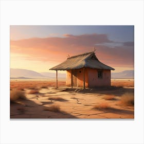 Desert Hut Oil Painting Canvas Print