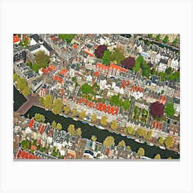 Netherlands, Amsterdam, Aerial Of City Center Canvas Print