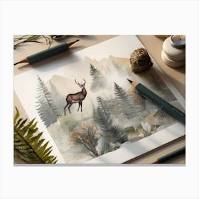 Deer In The Forest Canvas Print