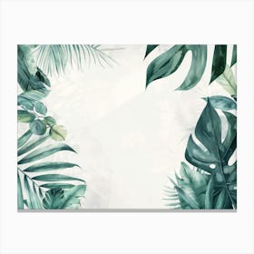 Watercolor Tropical Leaves Background Canvas Print