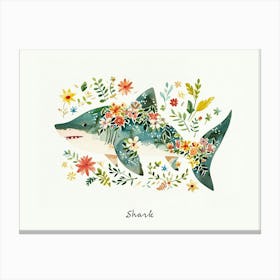 Little Floral Shark 1 Poster Canvas Print