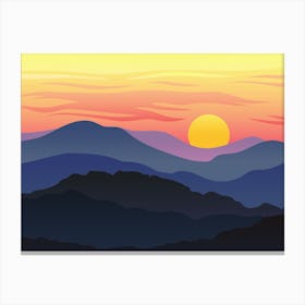 Sunset Over Mountains 4 Canvas Print