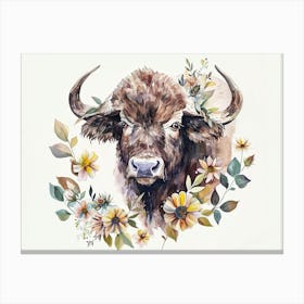 Little Floral Buffalo 1 Canvas Print