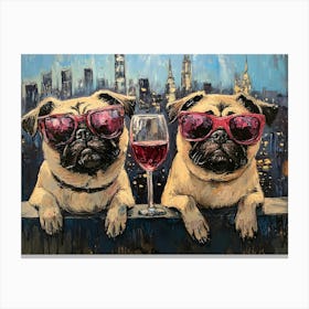 City Pugs 1 Canvas Print