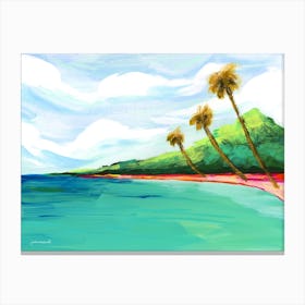 Hawaiian Palm Tree Beach Landscape Canvas Print