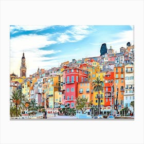 Old Town Of Menton, France Canvas Print