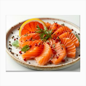 Salmon On A Plate 12 Canvas Print