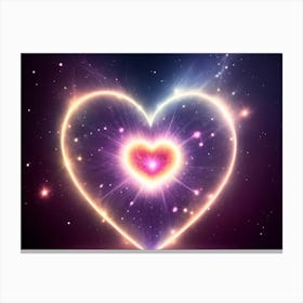 A Colorful Glowing Heart On A Dark Background Horizontal Composition 21 Canvas Print