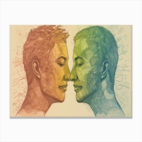 Two People Facing Each Other 1 Canvas Print