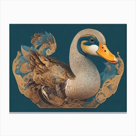 Duck In A Blue Frame Canvas Print