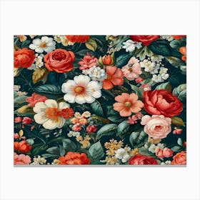 Roses On A Dark Background Canvas Print