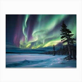 Aurora Borealis Paintings Art Print 6 Canvas Print