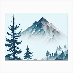 Mountain And Forest In Minimalist Watercolor Horizontal Composition 354 Canvas Print