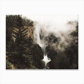 Misty Forest Waterfall Canvas Print
